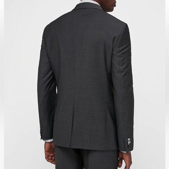 Express Slim Charcoal Wool Blend Wrinkle-Resistant Performance Suit Jacket mens - Picture 4 of 5